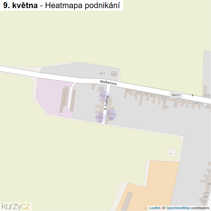 Mapa 9. května - Firmy v ulici.