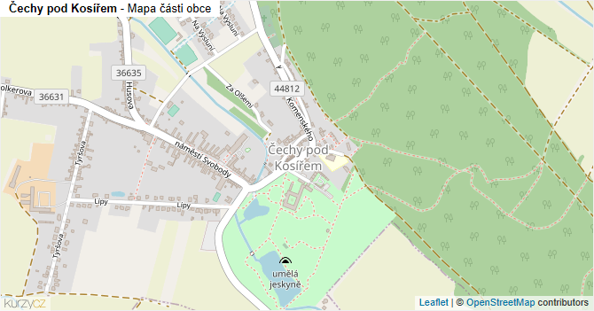 Čechy pod Kosířem - mapa části obce