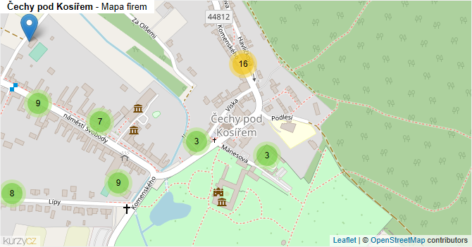 Čechy pod Kosířem - mapa firem