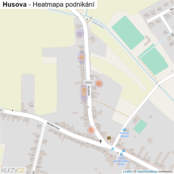 Mapa Husova - Firmy v ulici.