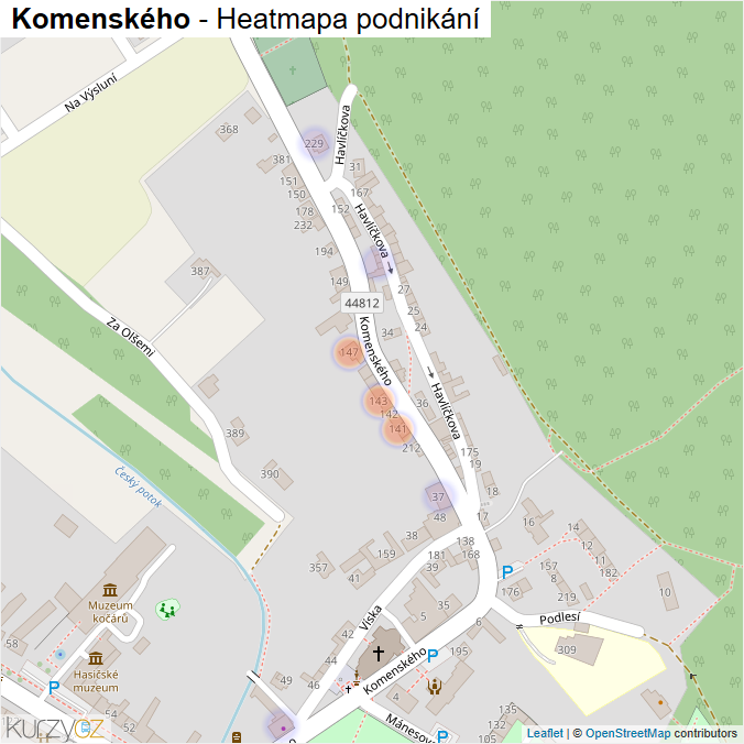 Mapa Komenského - Firmy v ulici.