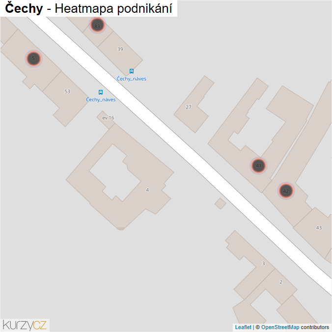 Mapa Čechy - Firmy v obci.