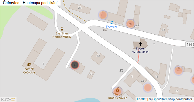 Čečovice - mapa podnikání