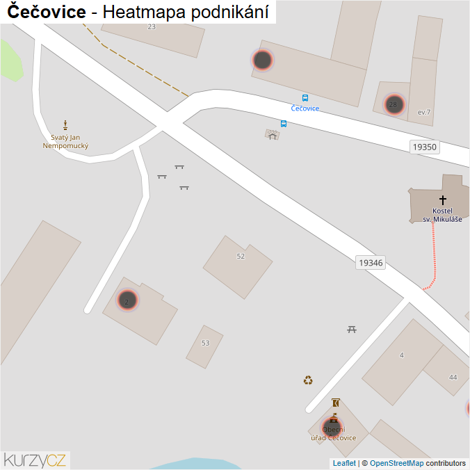 Mapa Čečovice - Firmy v obci.