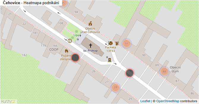 Čehovice - mapa podnikání