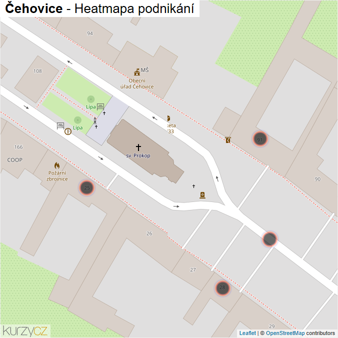 Mapa Čehovice - Firmy v obci.