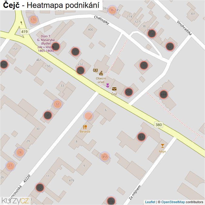 Mapa Čejč - Firmy v obci.