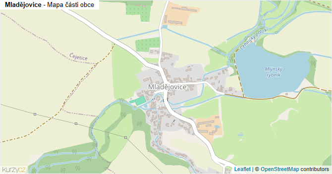 Mladějovice - mapa části obce