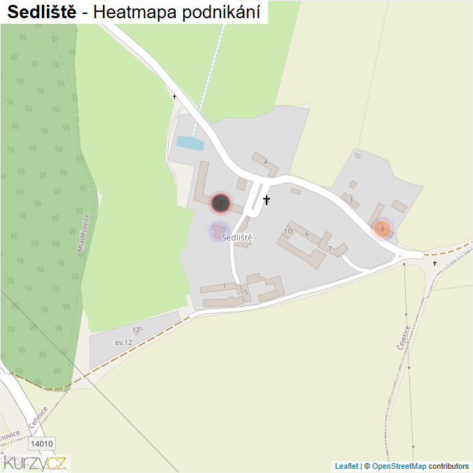 Mapa Sedliště - Firmy v části obce.