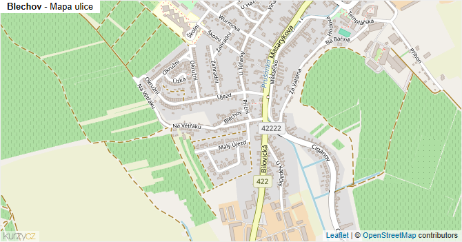 Blechov - mapa ulice
