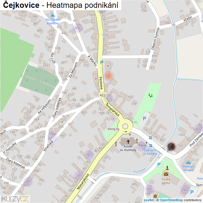 Mapa Čejkovice - Firmy v části obce.