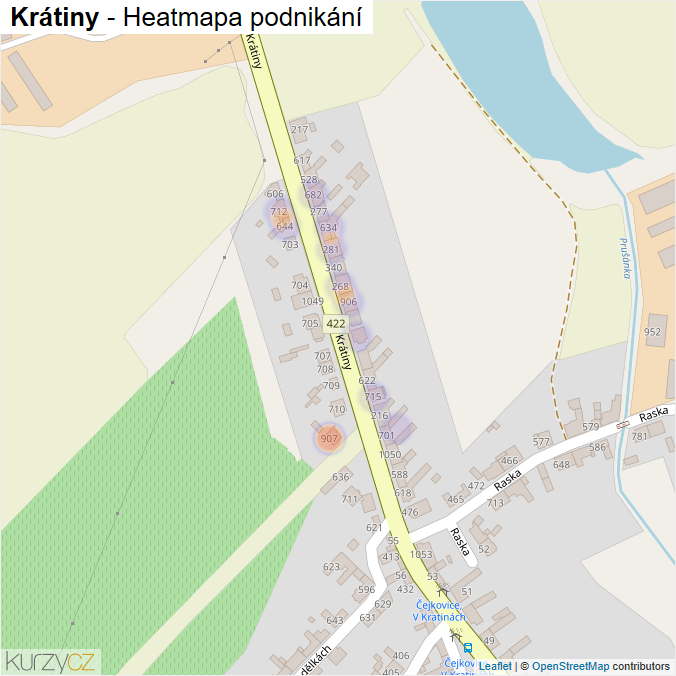 Mapa Krátiny - Firmy v ulici.