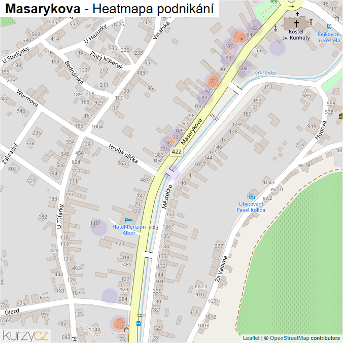 Mapa Masarykova - Firmy v ulici.