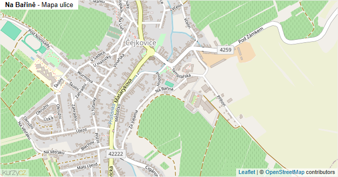Na Bařině - mapa ulice