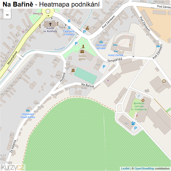 Mapa Na Bařině - Firmy v ulici.