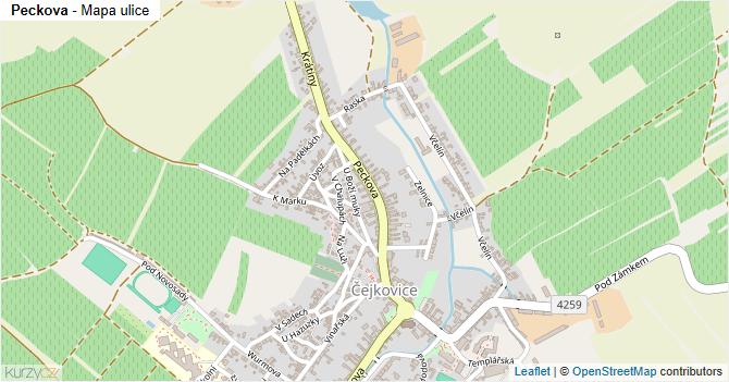 Peckova - mapa ulice