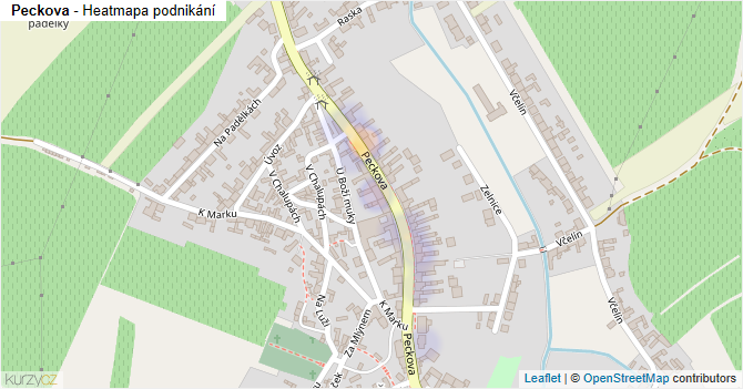 Peckova - mapa podnikání