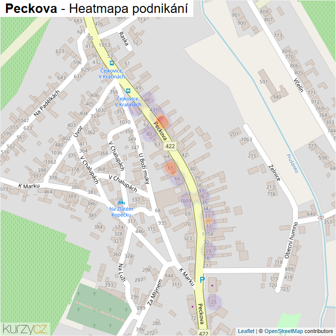 Mapa Peckova - Firmy v ulici.