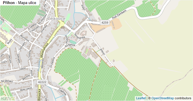 Příhon - mapa ulice
