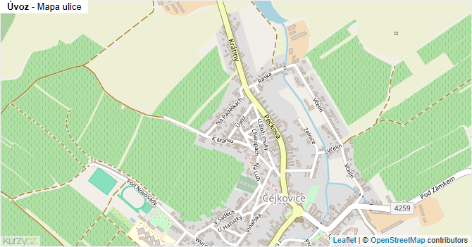 Úvoz - mapa ulice