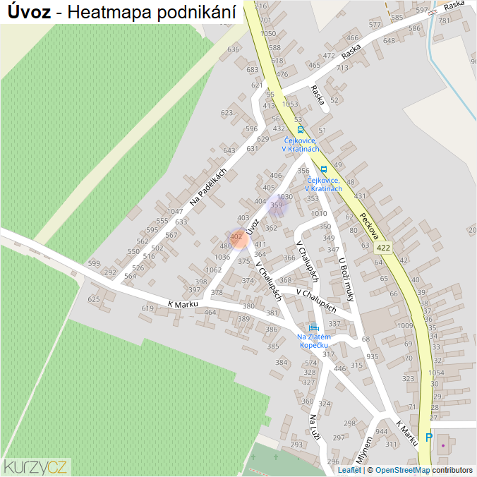 Mapa Úvoz - Firmy v ulici.