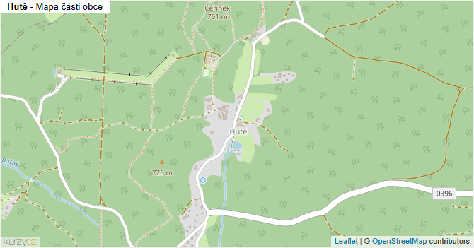 Hutě - mapa části obce