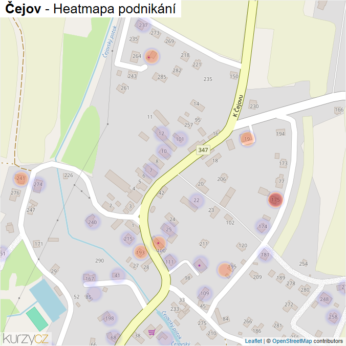 Mapa Čejov - Firmy v části obce.
