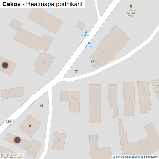 Mapa Cekov - Firmy v obci.