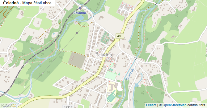 Čeladná - mapa části obce