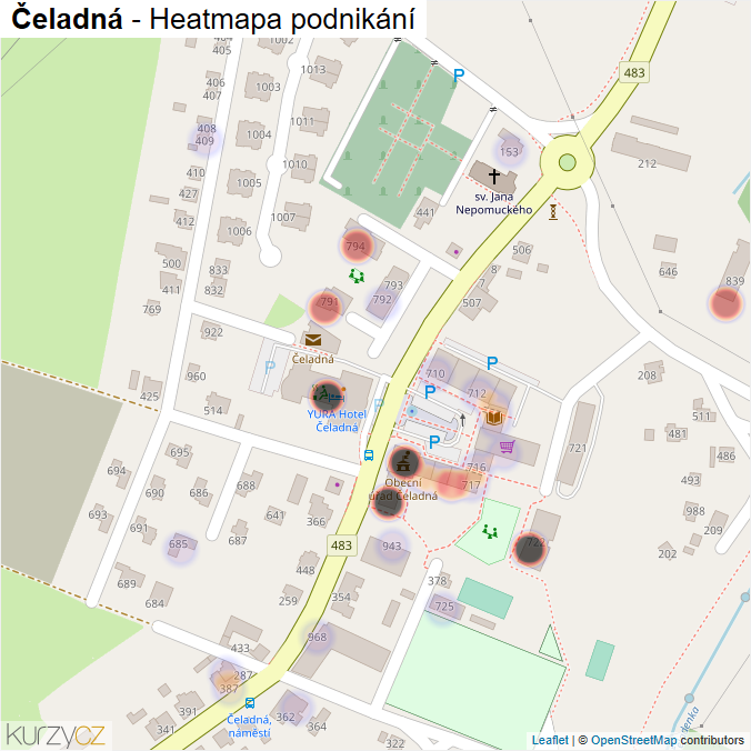 Mapa Čeladná - Firmy v části obce.