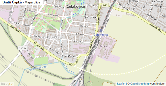 Bratří Čapků - mapa ulice