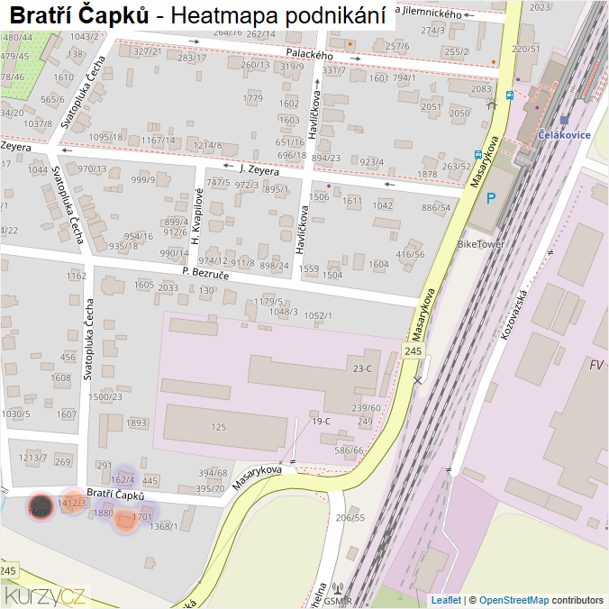 Mapa Bratří Čapků - Firmy v ulici.
