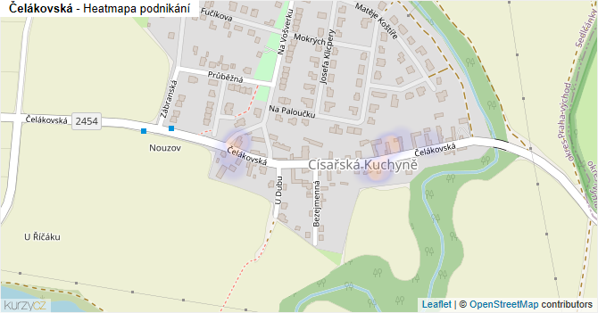 Čelákovská - mapa podnikání