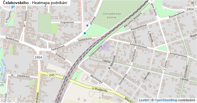 Čelakovského - mapa podnikání