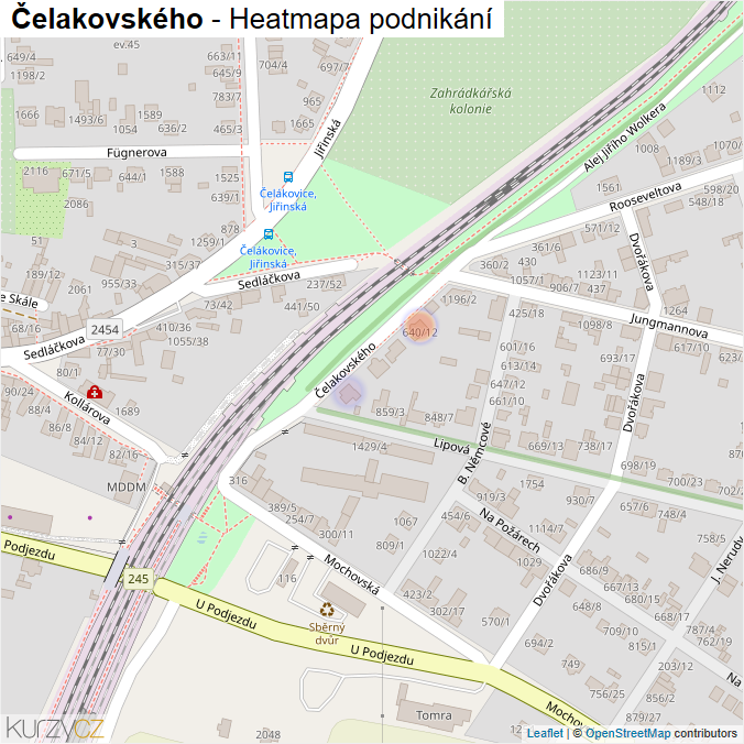 Mapa Čelakovského - Firmy v ulici.
