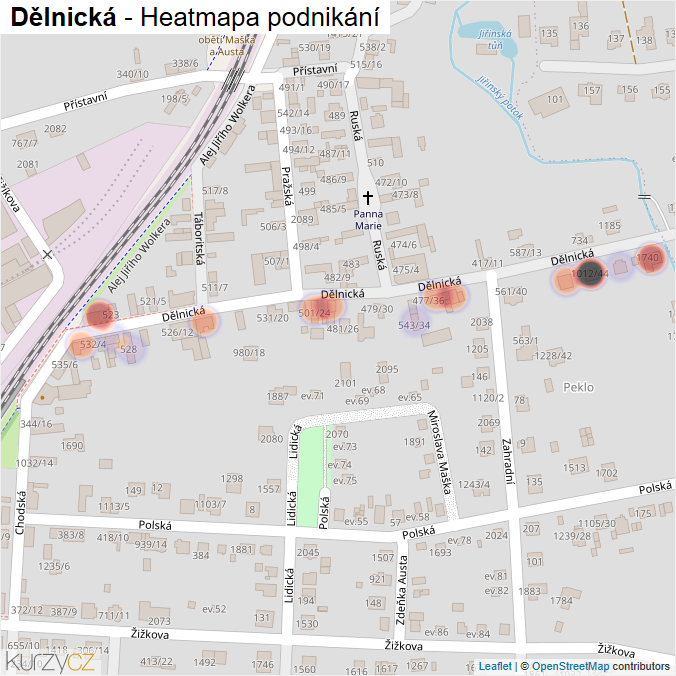 Mapa Dělnická - Firmy v ulici.