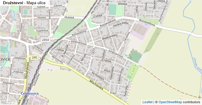 Družstevní - mapa ulice