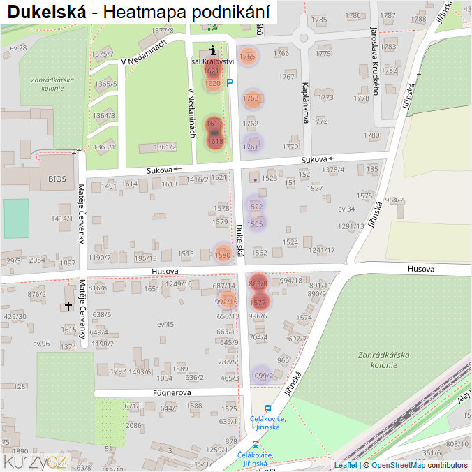 Mapa Dukelská - Firmy v ulici.