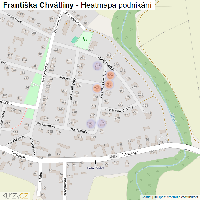 Mapa Františka Chvátliny - Firmy v ulici.