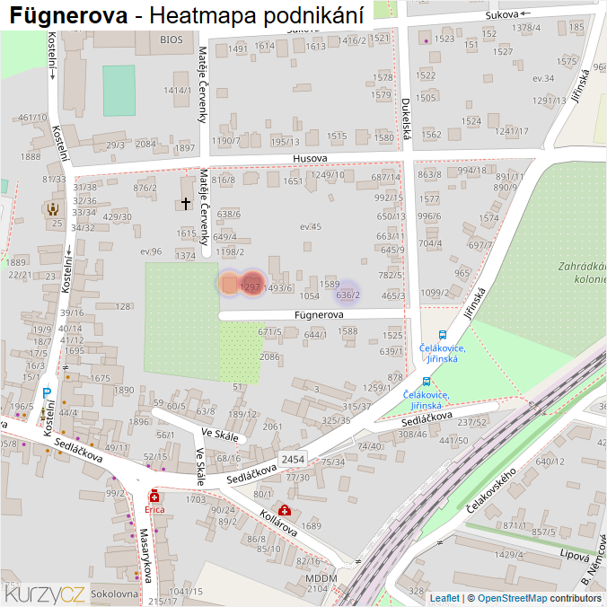 Mapa Fügnerova - Firmy v ulici.
