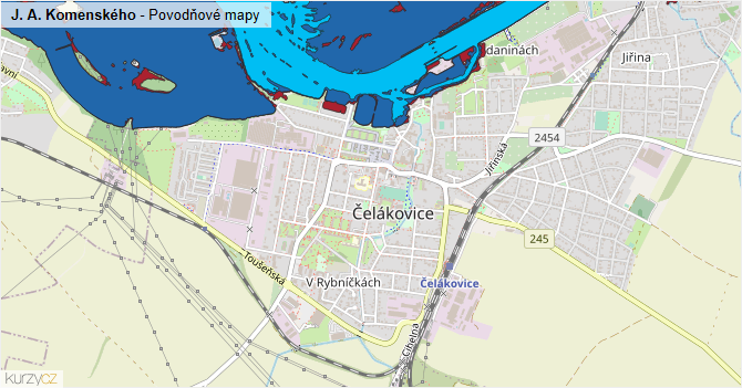 J. A. Komenského - záplavové mapy stoleté vody