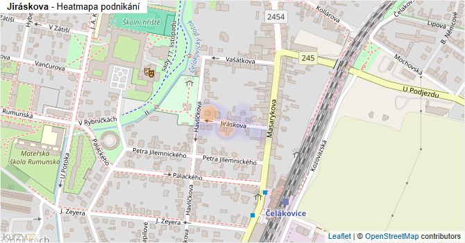 Jiráskova - mapa podnikání