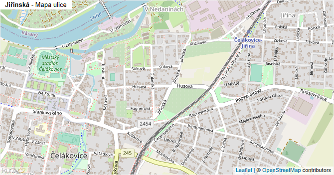Jiřinská - mapa ulice