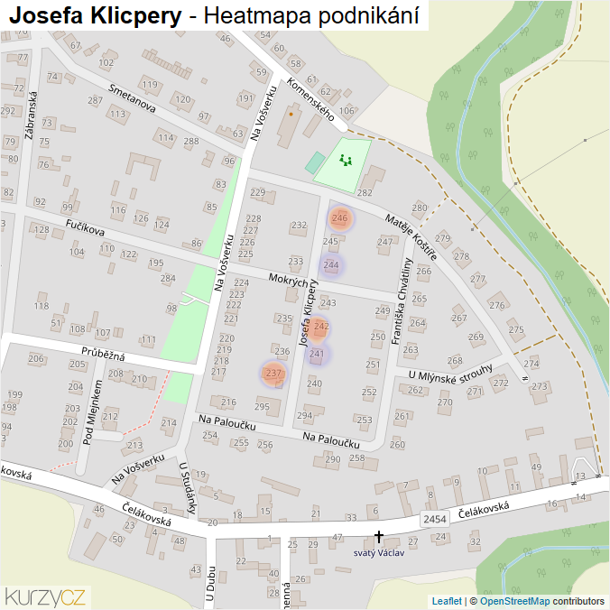 Mapa Josefa Klicpery - Firmy v ulici.
