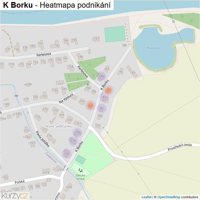 Mapa K Borku - Firmy v ulici.