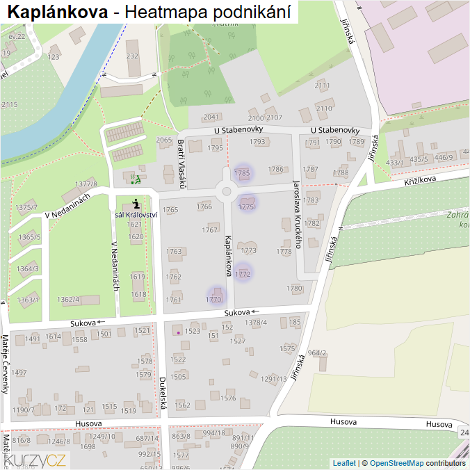 Mapa Kaplánkova - Firmy v ulici.
