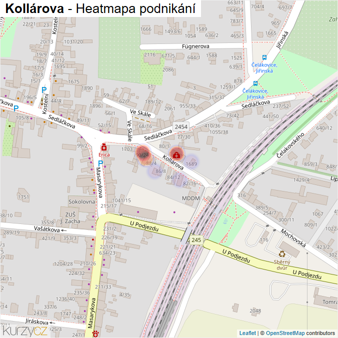 Mapa Kollárova - Firmy v ulici.