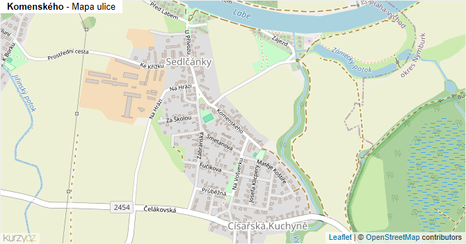 Komenského - mapa ulice