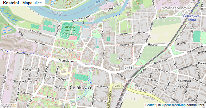 Kostelní - mapa ulice