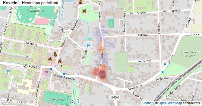 Kostelní - mapa podnikání